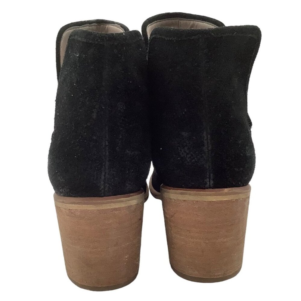 NORDSTROM BP V Notch Ankle Booties Suede Boots 10 Stacked Heel Boho Western - Picture 6 of 8
